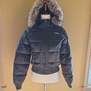 The North Face Women's Charcoal Puffer with Faux Fur Hood